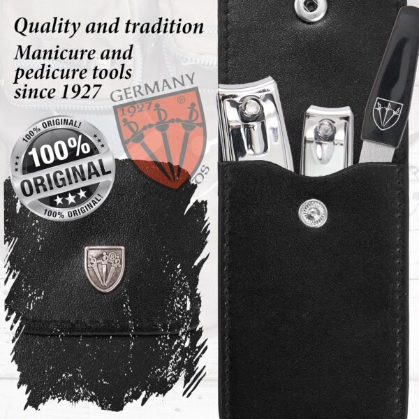 3 Swords Germany - Brand Quality 2 Piece Manicure Pedicure Grooming kit Set Finger & Toe Nail Clipper in Synthetic Leather case - Made by 3 Swords (6721)