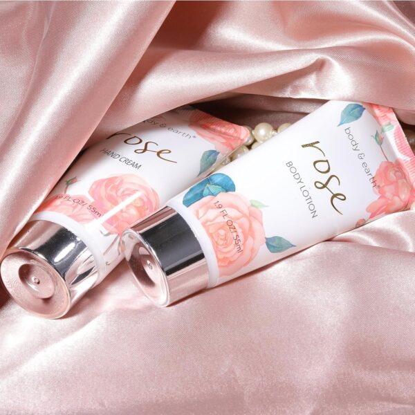 BODY & EARTH Bath Spa Women Gift Set, 5 Pcs Rose Gift Sets Box for Women Pamper Gifts for Women with Soap, Shower Gel, Body Butter, Body Lotion, Gifts for Women, Birthday Gifts, Christmas Gifts