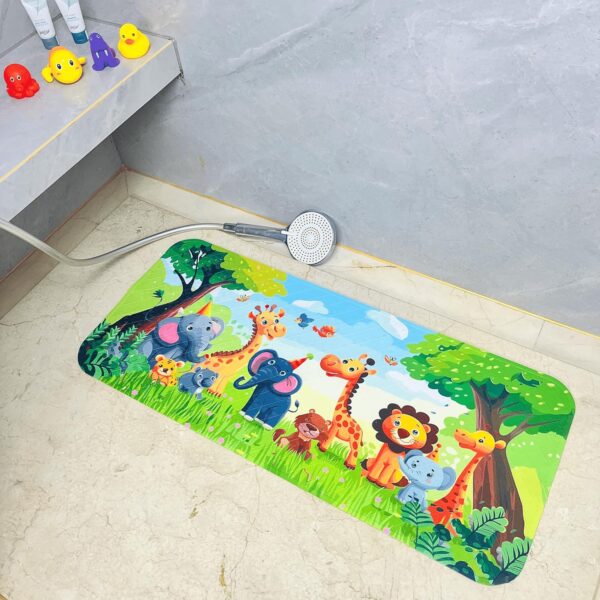 Non-Slip Bath Mat for Toddlers, Cartoon Anti-Slip Bathtub Mat, Safe and Fun Kids Tub Mat, Baby Shower Mat with Cute Design,Perfect for Bathtubs, Showers and Bathroom (Jungle Animals)