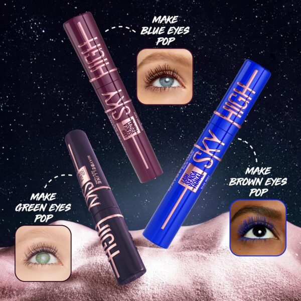 Maybelline Mascara Lash Sensational Sky High Volumizing and Thickening Eyelash Lengthening. Flake Free Formula, Mascara 01 Black
