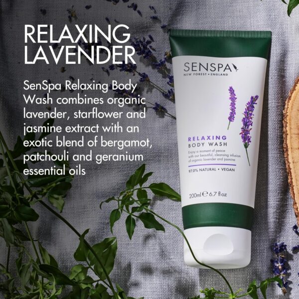 91rKvBBBopL._AC_SL1500_.jpg SenSpa Relaxing Lavender Body Wash - 200ml Vegan Shower Gel, Natural Body Wash with Geranium Oil, Organic Lavender Shower Gel for Women & Men, Cruelty Free, Luxury Spa Gifts for Women
