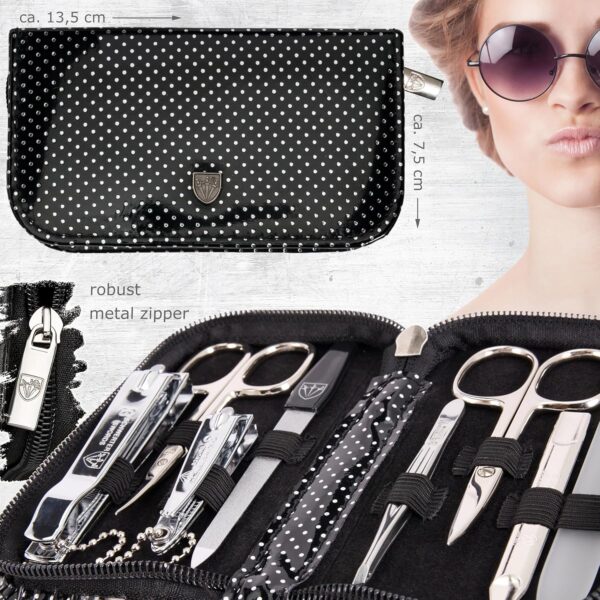 3 Swords Germany - brand quality 8 piece manicure pedicure grooming kit set for professional finger & toe nail care scissors clipper fashion leather case in gift box, Made by 3 Swords (000446)