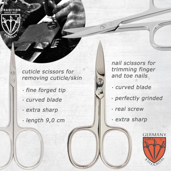 3 Swords Germany - brand quality 8 piece manicure pedicure grooming kit set for professional finger & toe nail care scissors clipper fashion leather case in gift box, Made by 3 Swords (000446)