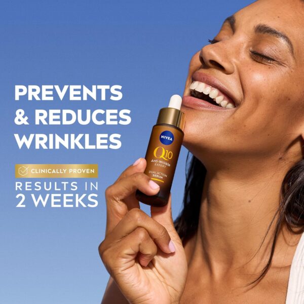 NIVEA Q10 Anti-Wrinkle Expert Dual Action Serum ​(30ml), Anti Ageing Face Serum for Women with Pure Q10, Visibly Reduces and Prevents Wrinkles