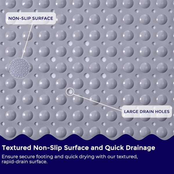Extra Long Bath Mat Non Slip Anti Mould | 100x40cm Non Slip Bath Mats for Inside Bath, Strong Suction Cups Soft Touch Bath Mats for Bathroom, Shower Bathtub, Shower Mat Bathroom Accessory (Solid Grey)