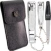 3 Swords Germany - Brand Quality 2 Piece Manicure Pedicure Grooming kit Set Finger & Toe Nail Clipper in Synthetic Leather case - Made by 3 Swords (6721)
