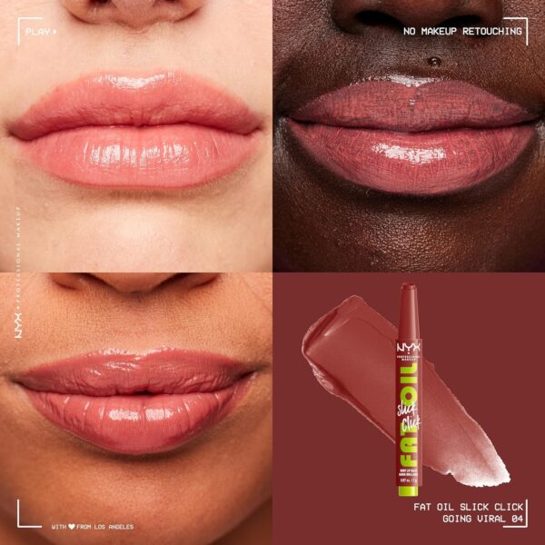 NYX Professional Makeup Lip Balm, A Hint of Colour, Infused with Oils for Long Lasting Hydration, Lightweight & Vegan Formula, Fat Oil Slick Click,Going Viral