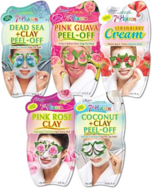 7th Heaven Moisturising Face Masks Set (Pack of 5) Nourishing and Hydrating Face Mask Skincare Set - Genuine 7th Heaven Face Masks Skincare