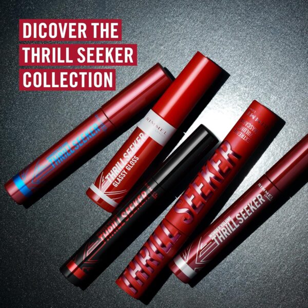 Rimmel Thrillseeker Extreme Volume Mascara Black, Ultra Volumising, 24hr Wear, Unique BIG Tower Fibre Brush, Smudge-Proof, Flake-Free, Clump-Free, Cruelty Free 12.5ml