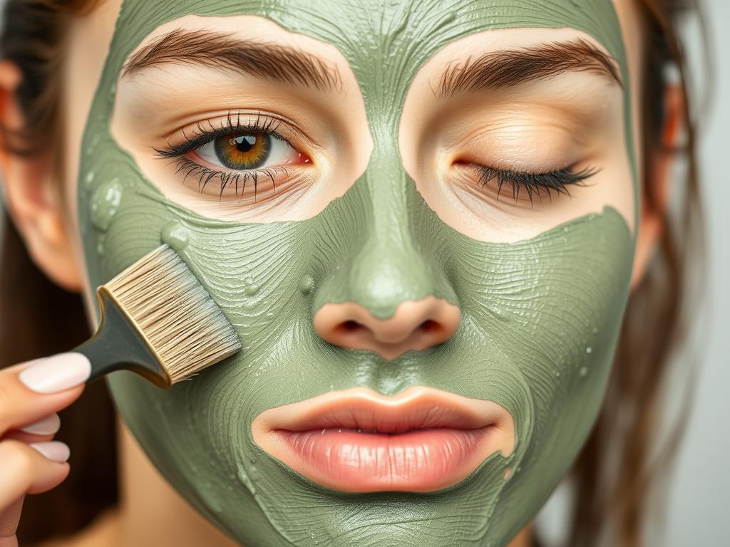 Clay mask application for reducing pores on face Clay mask application for reducing pores on face