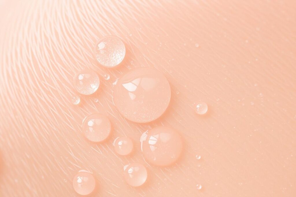 Close-up of hydrated skin after proper post-shower moisturizing Close-up of hydrated skin after proper post-shower moisturizing
