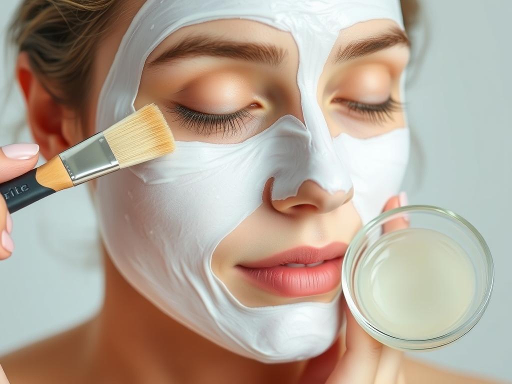 Person applying egg white mask to tighten pores Person applying egg white mask to tighten pores