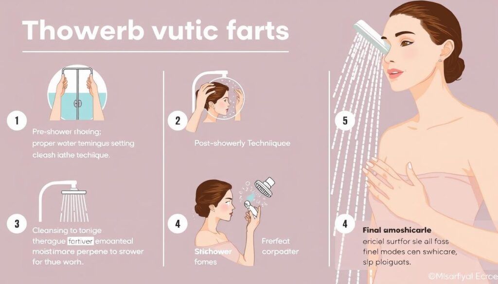 Step-by-step visual guide for optimal shower routine for skin health