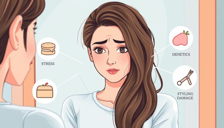 Woman examining hair loss causes with a doctor showing different factors of how to stop hair fall in women naturally