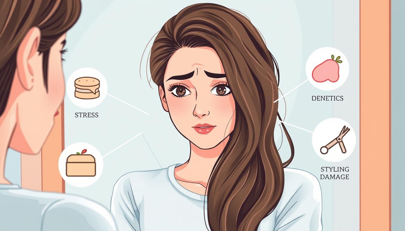 Woman examining hair loss causes with a doctor showing different factors of how to stop hair fall in women naturally