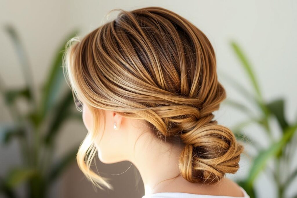 Woman with loose, gentle hairstyle to prevent hair fall