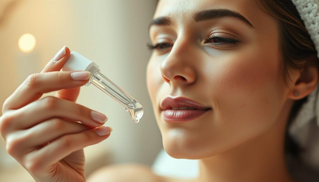 applying hyaluronic acid serum
