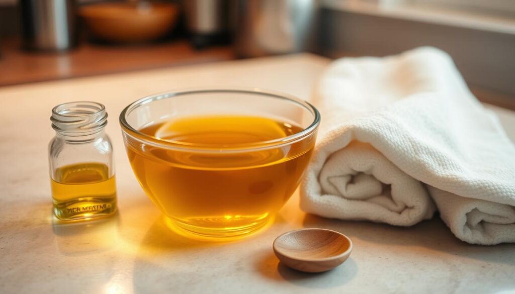 preparing oil for scalp massage