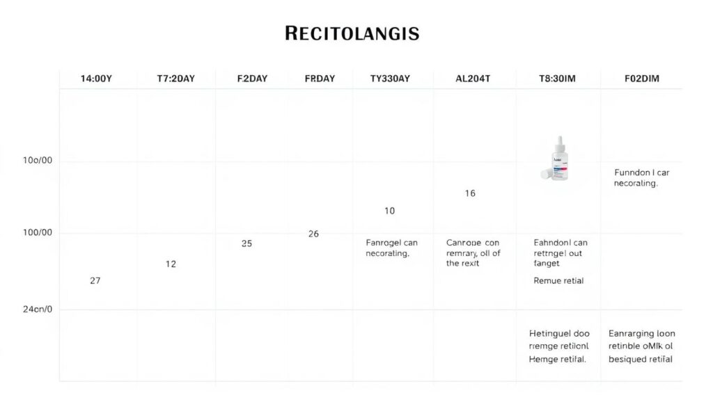 Calendar showing gradual introduction of retinol during skin purging