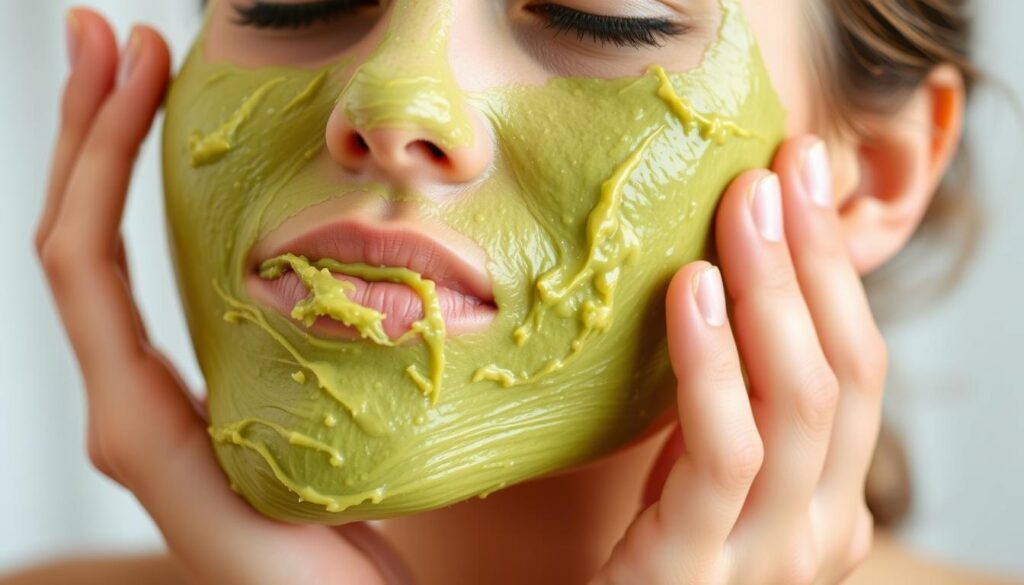 DIY avocado face mask application