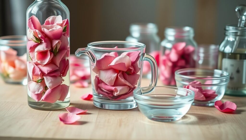 DIY rose water toner preparation