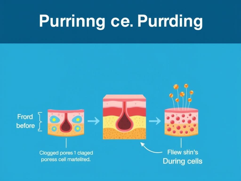 Diagram showing skin purging process with cell turnover