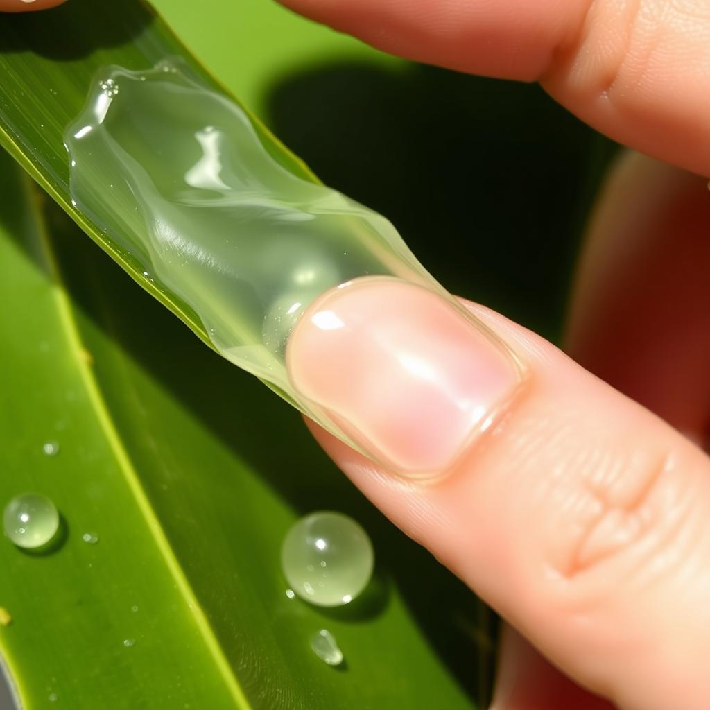 Fresh aloe vera gel being applied to reduce open pores naturally