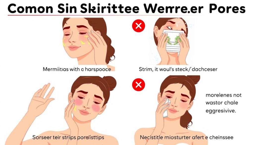 Illustration of common skincare mistakes that make open pores worse