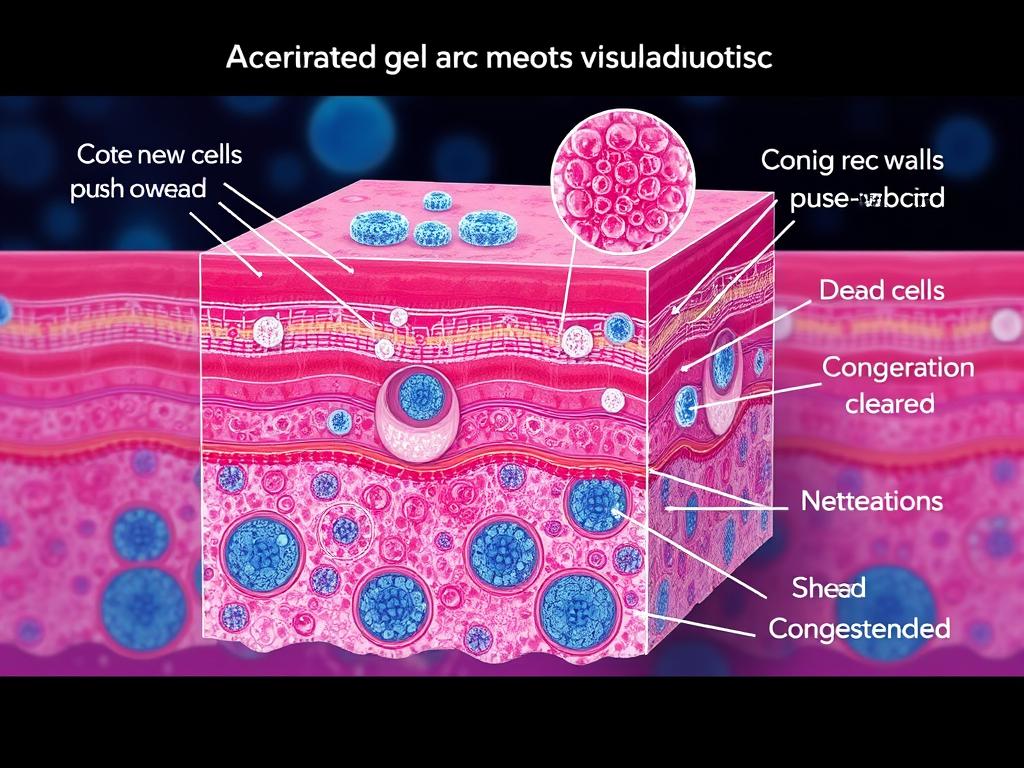 Microscopic view of skin cell turnover during purging