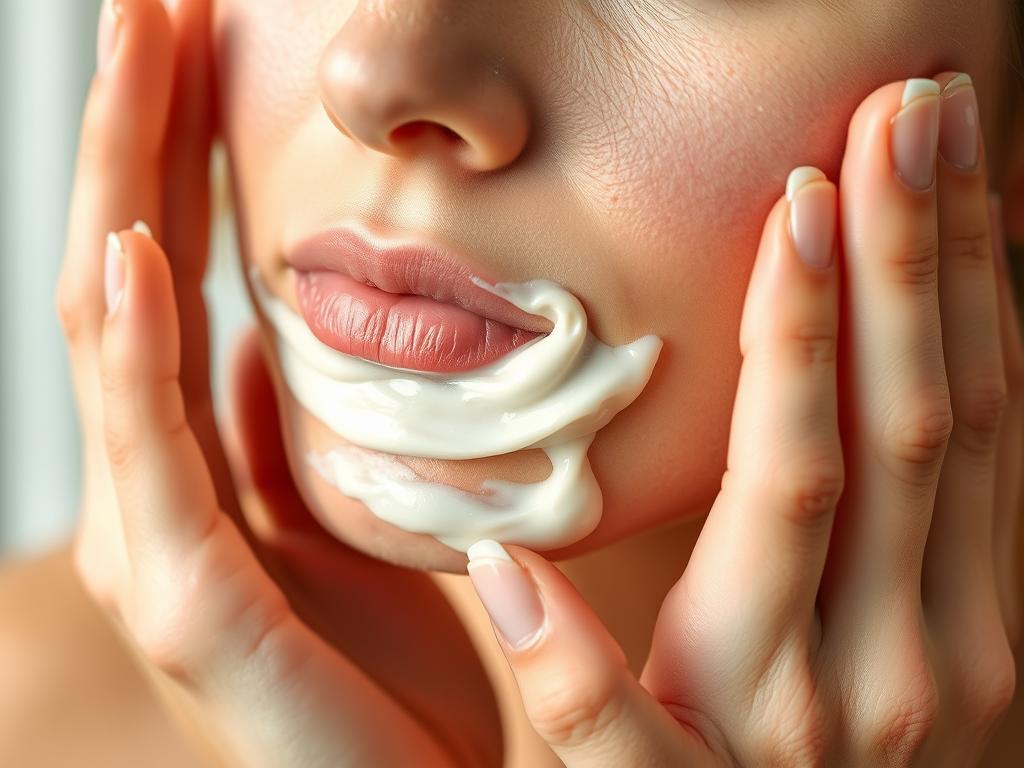 Person gently cleansing face with a natural, barrier-friendly cleanser