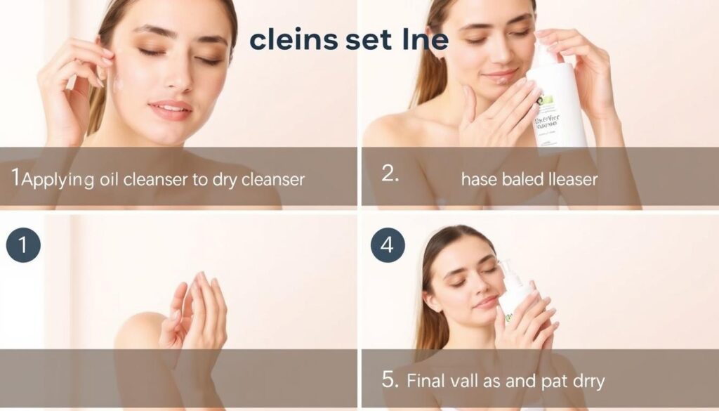 Step-by-step visual guide to double cleansing technique