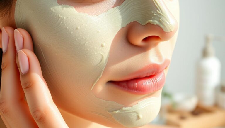 Woman applying natural face mask to reduce open pores